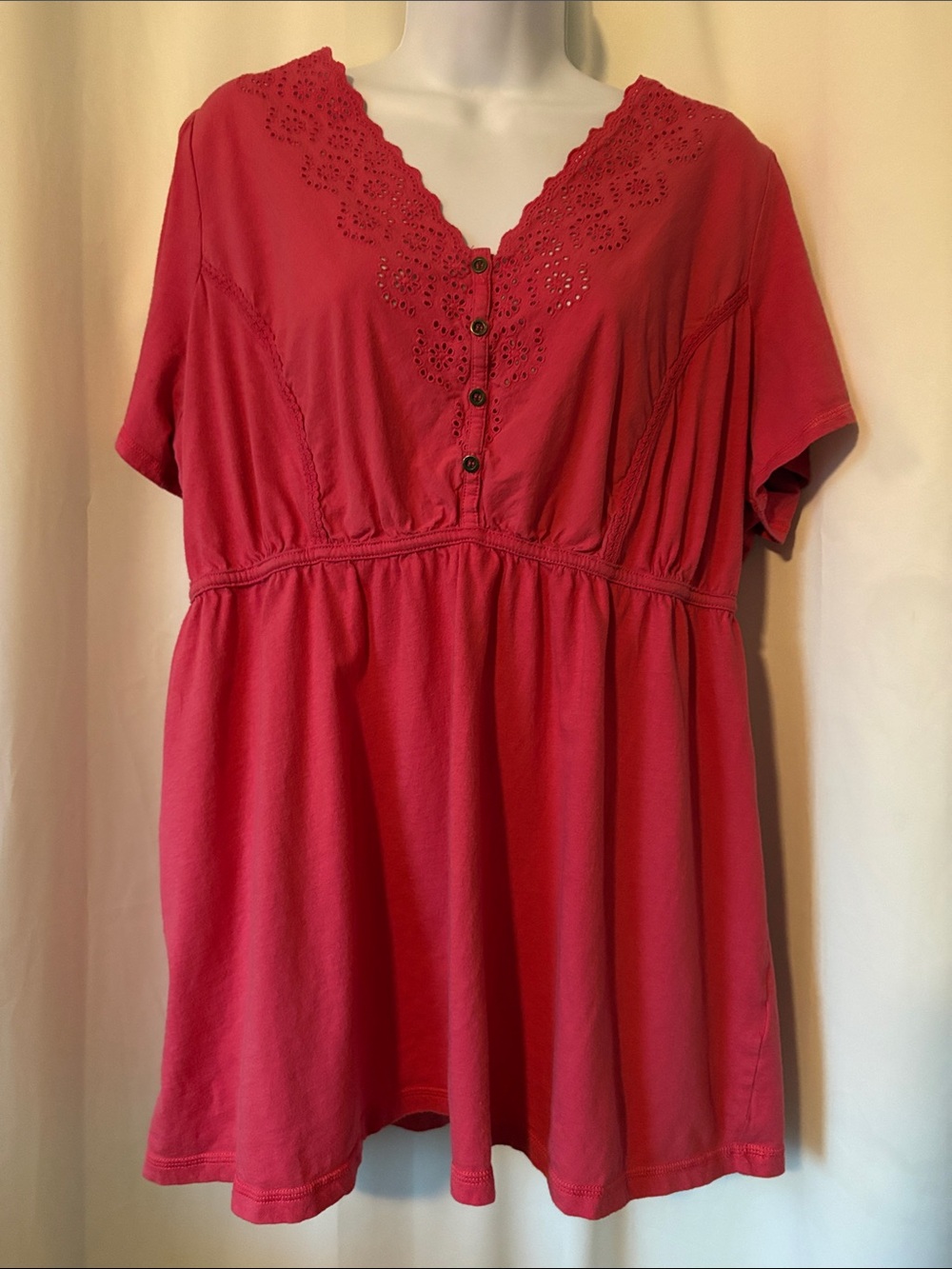 Penningtons Eyelet V-Neck Babydoll Tunic Top